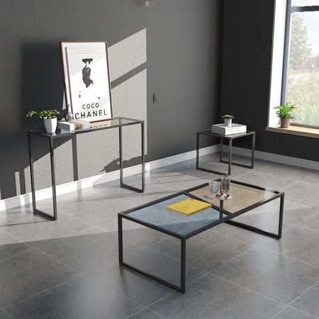 Living Room Square Side End Table w\/ Tempered Glass Top Walmart.com Living Room Square Side End Table w\/ Tempered Glass Top Walmart.com
